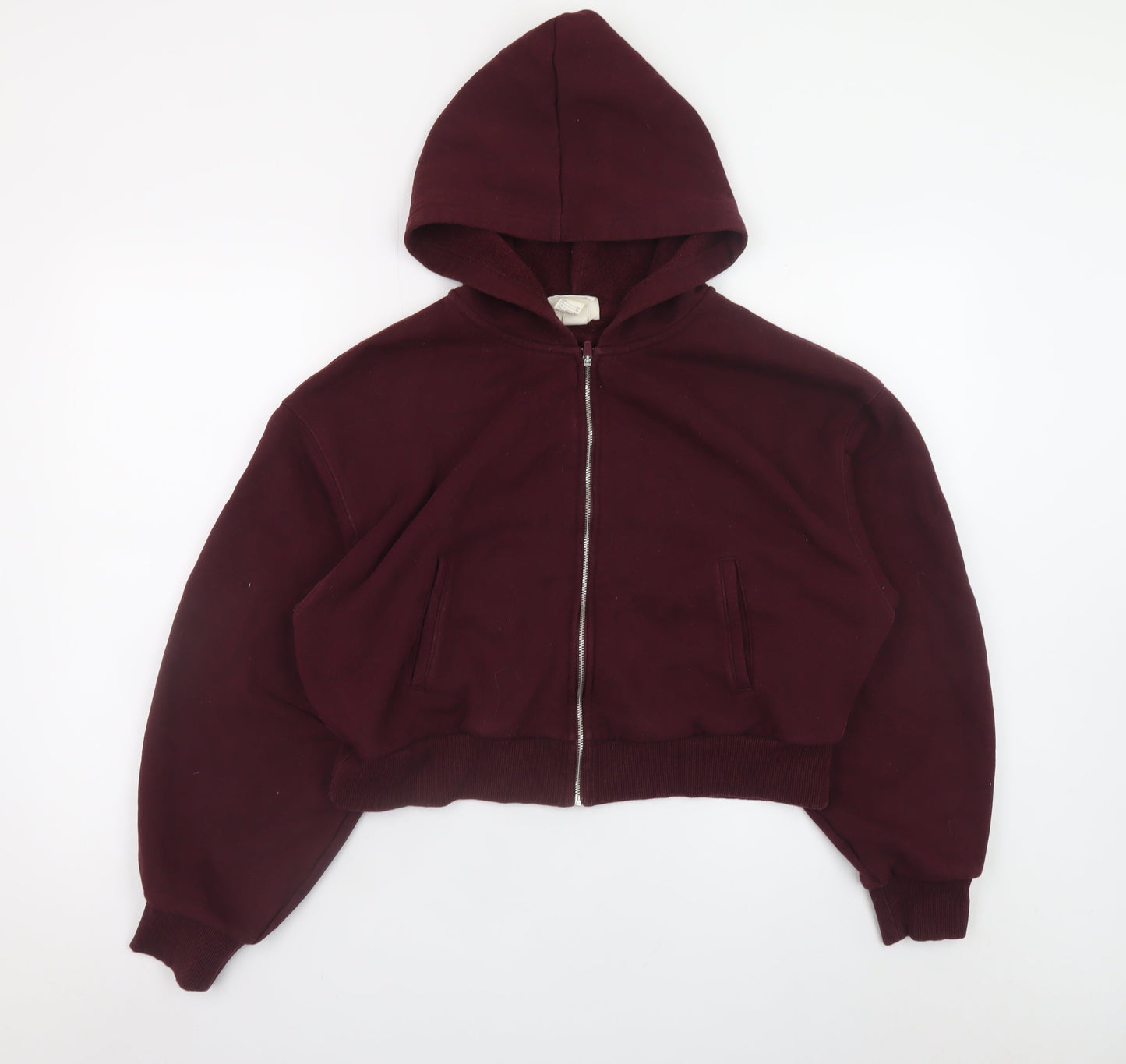 H&M Move Women's Burgundy Full Zip Hoodie Size 12 Cotton Blend