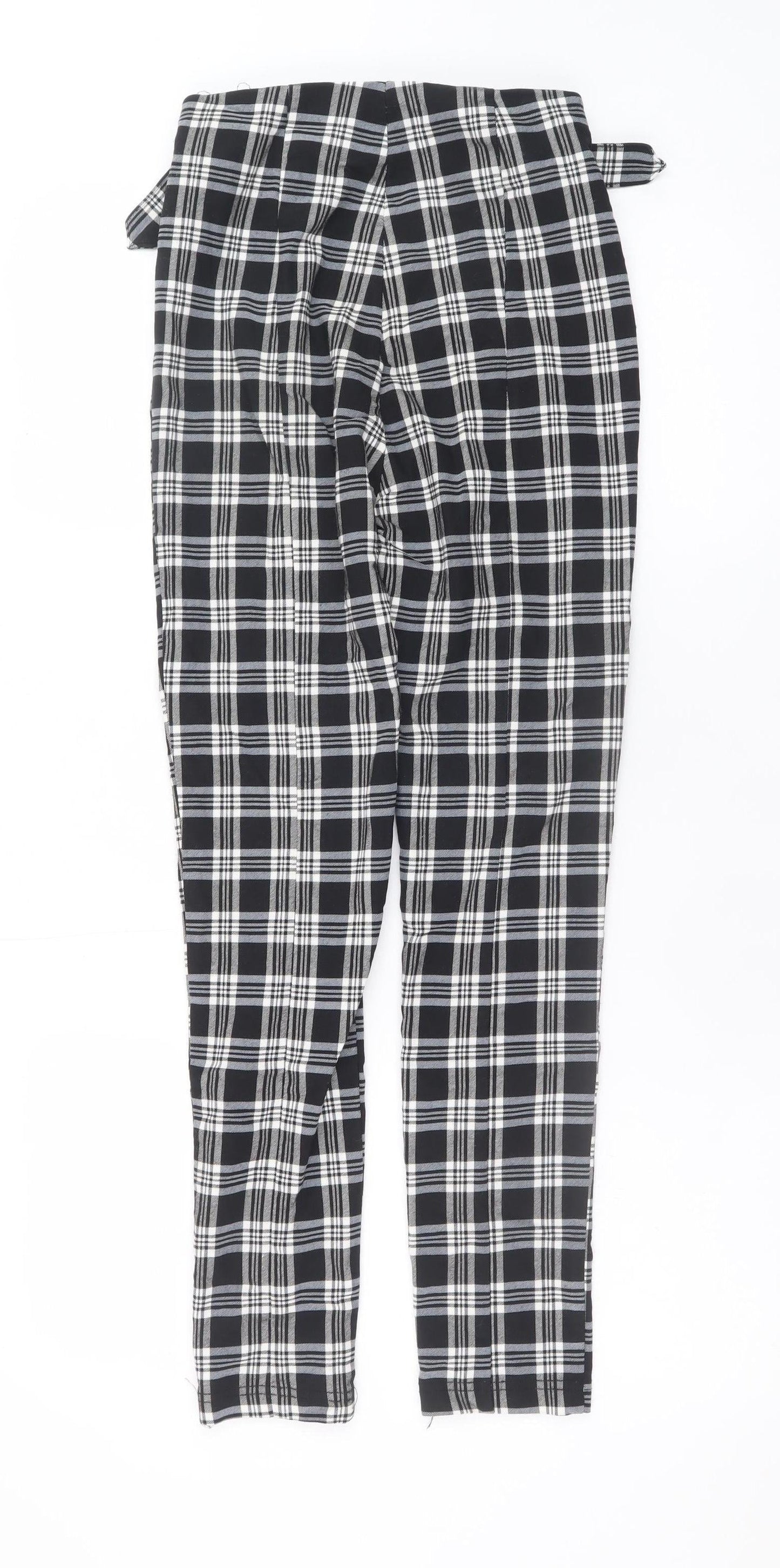 Bershka Womens Black Plaid Paperbag Tapered Trousers Size S