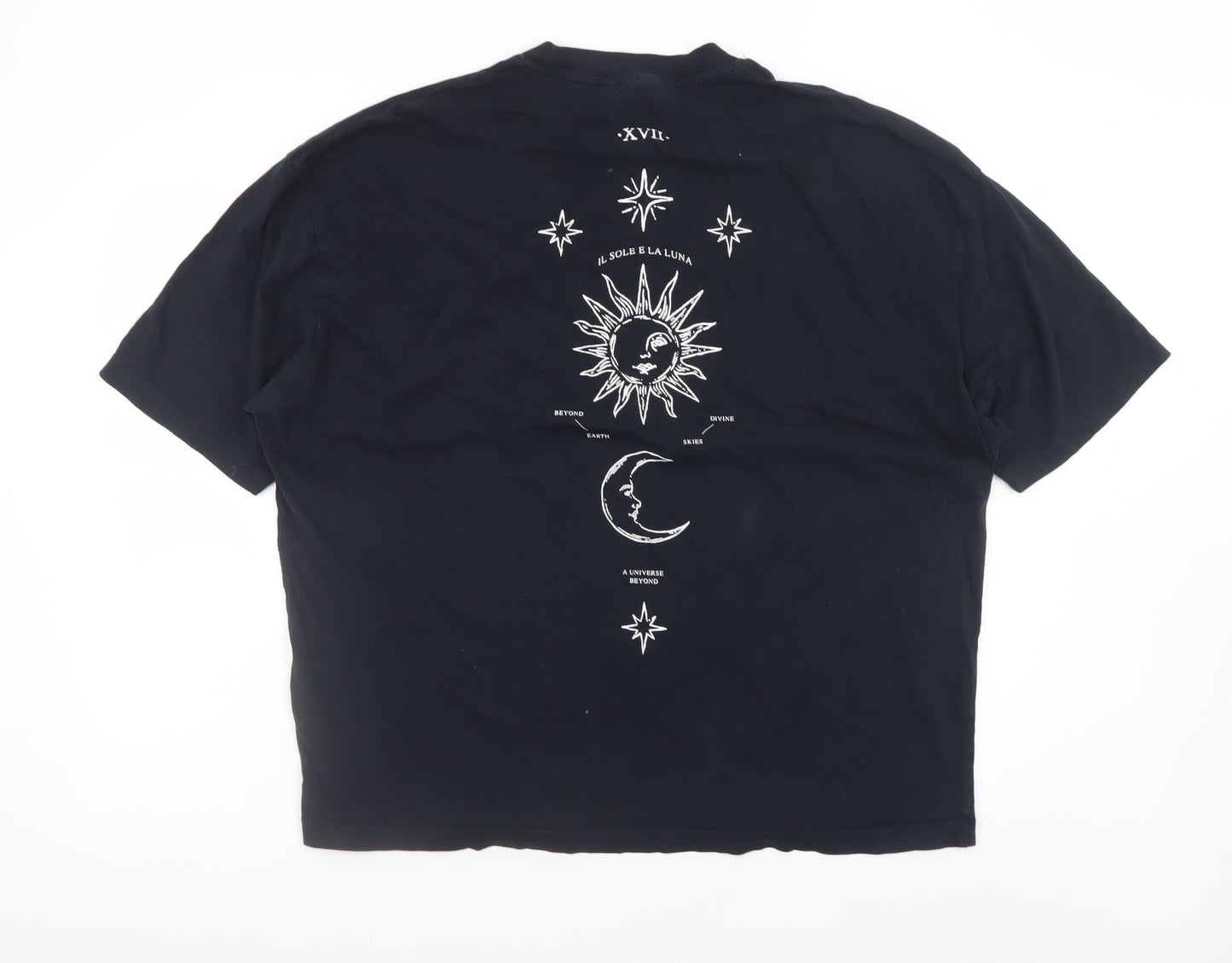 ASOS DESIGN Women's Black Cosmic Print Crew Neck T-Shirt Size L