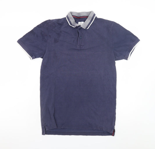 Next Men's Blue Cotton Short Sleeve Polo Shirt Size S