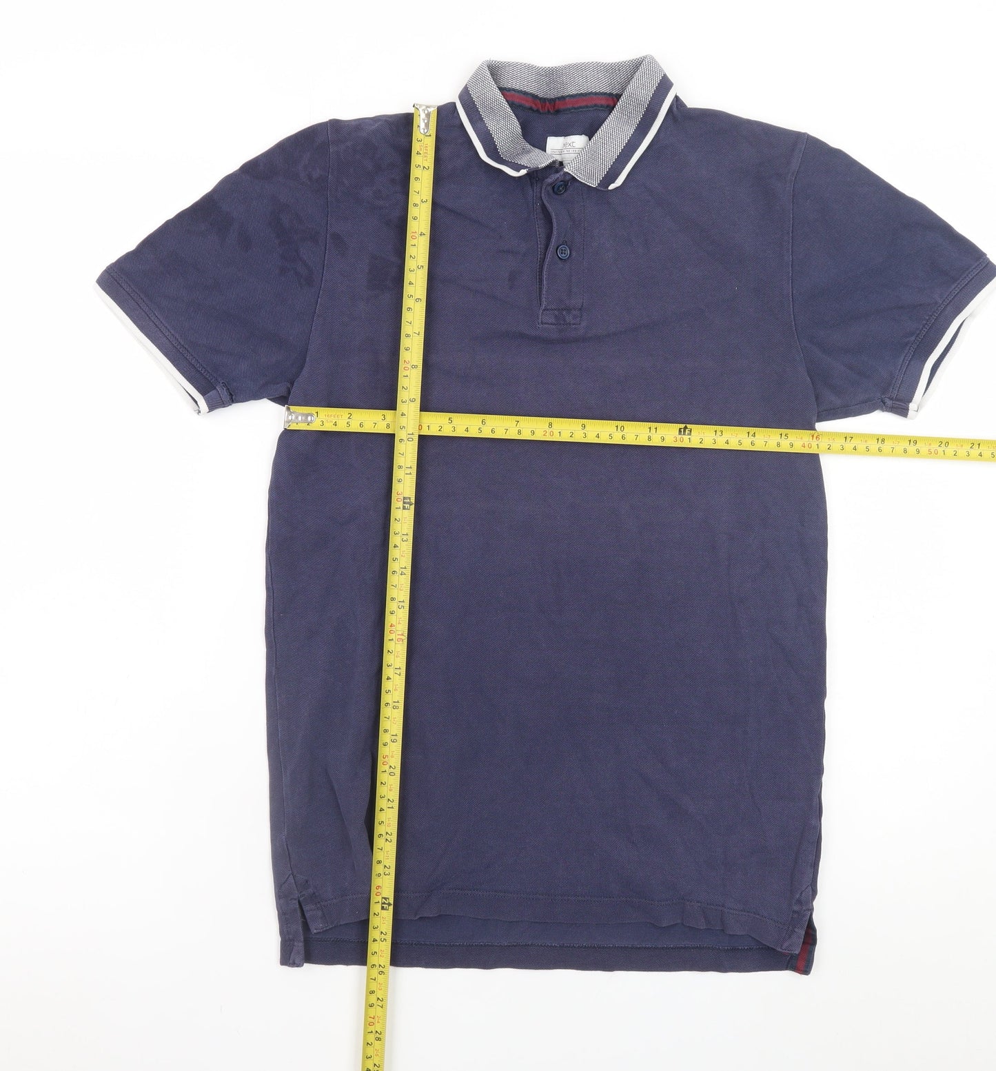 Next Men's Blue Cotton Short Sleeve Polo Shirt Size S