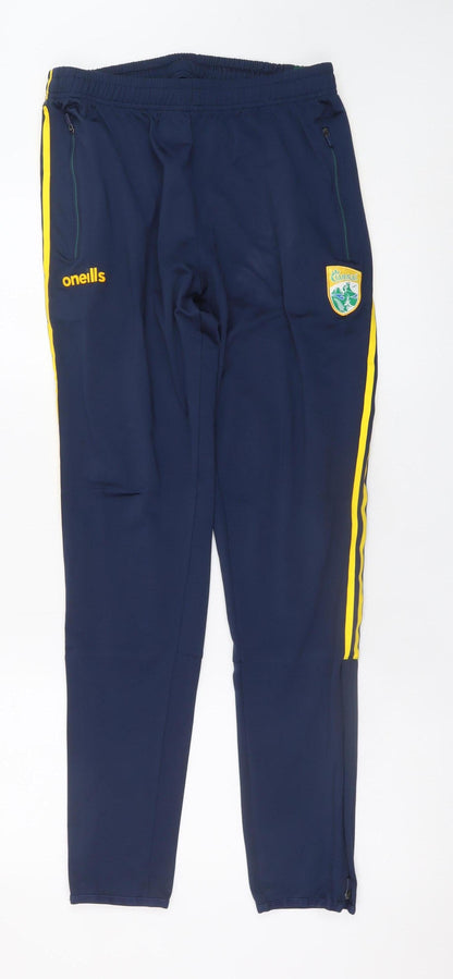 Additional front view of O'Neill Men's Navy Jogger Trousers Medium Polyester Blend Yellow Stripe