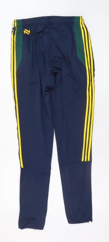 Close-up detail of O'Neill Men's Navy Jogger Trousers Medium Polyester Blend Yellow Stripe