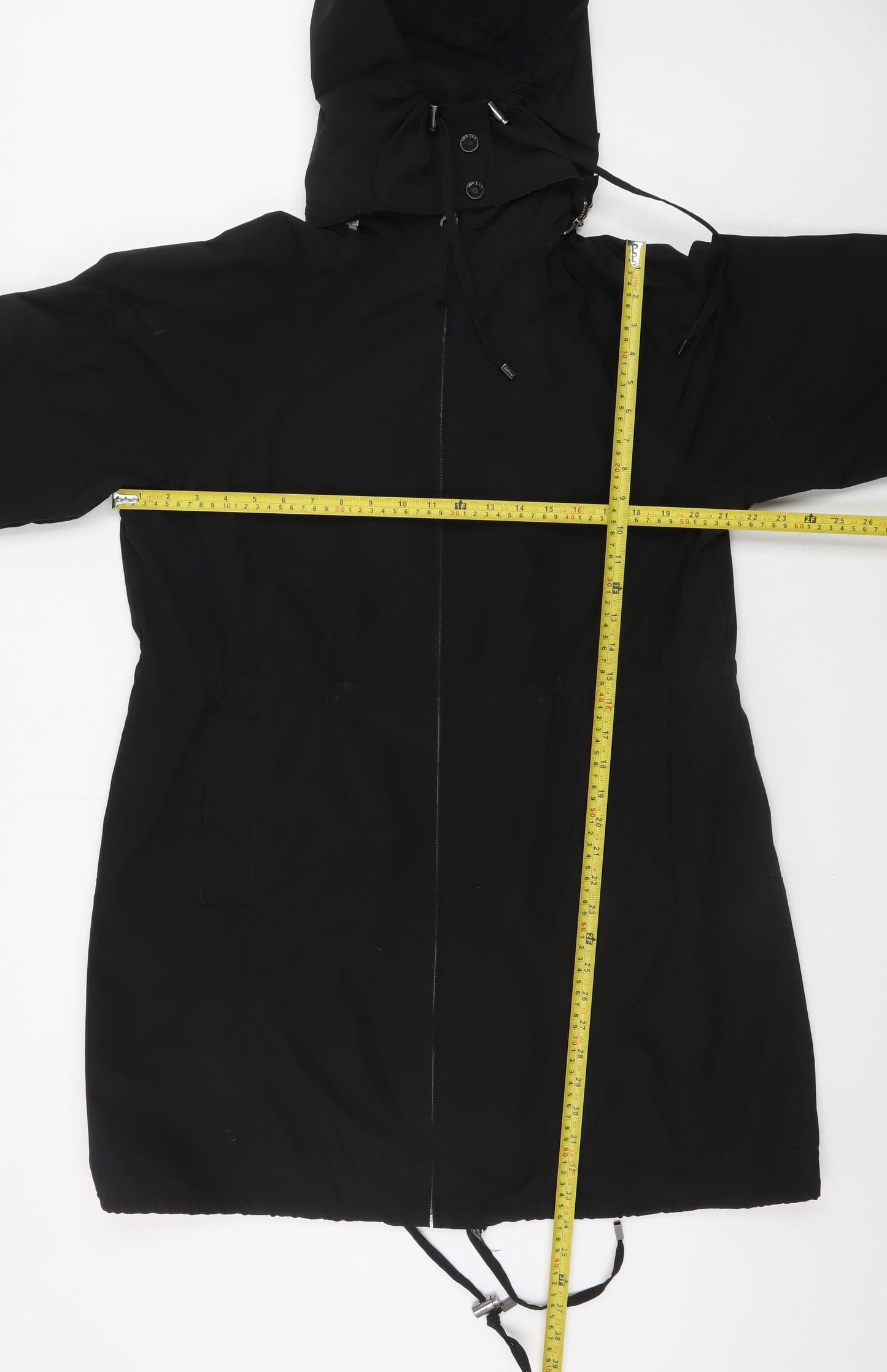 InWear Women's Black Hooded Parka Coat Size 8 Long Zip Casual