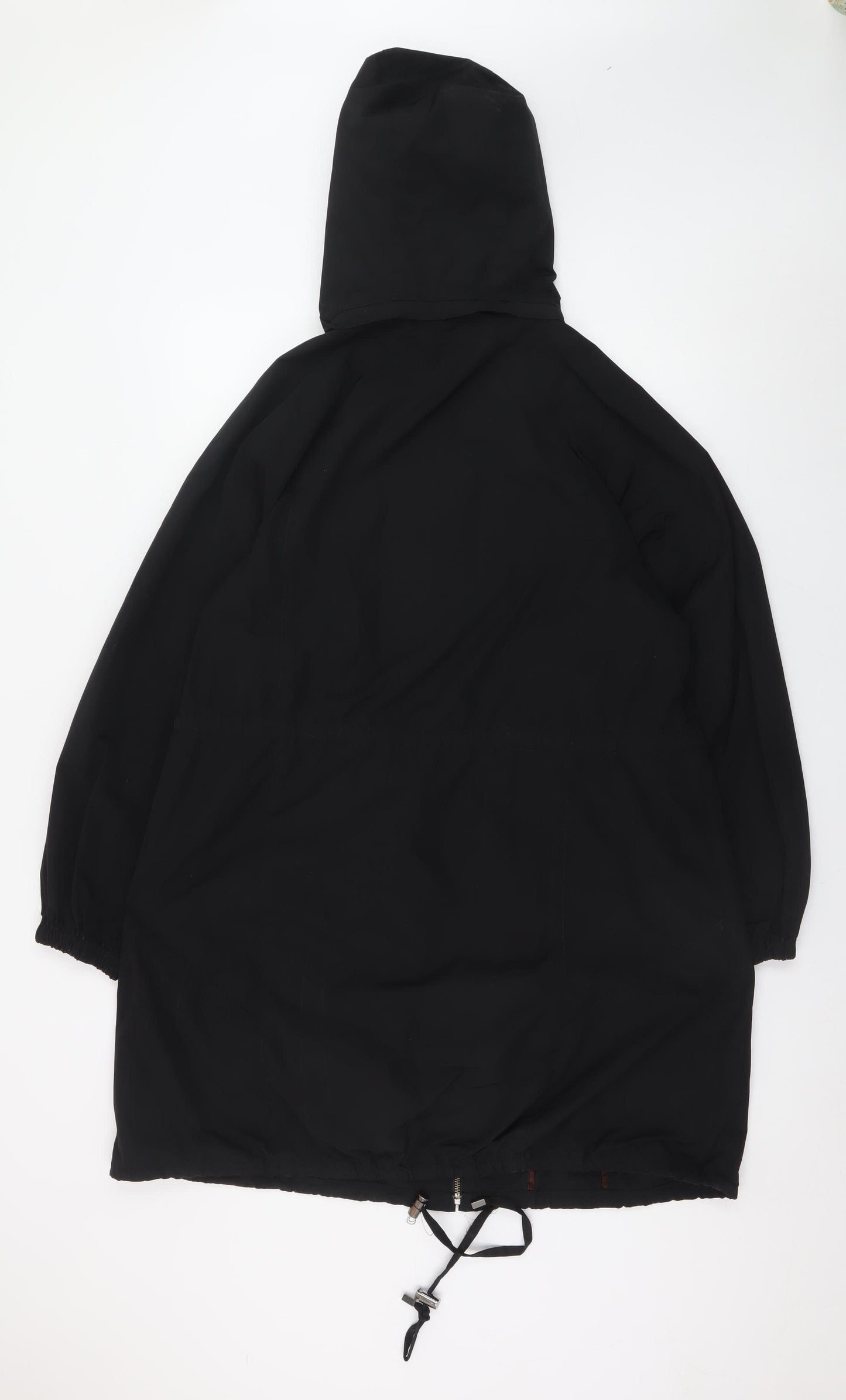 InWear Women's Black Hooded Parka Coat Size 8 Long Zip Casual