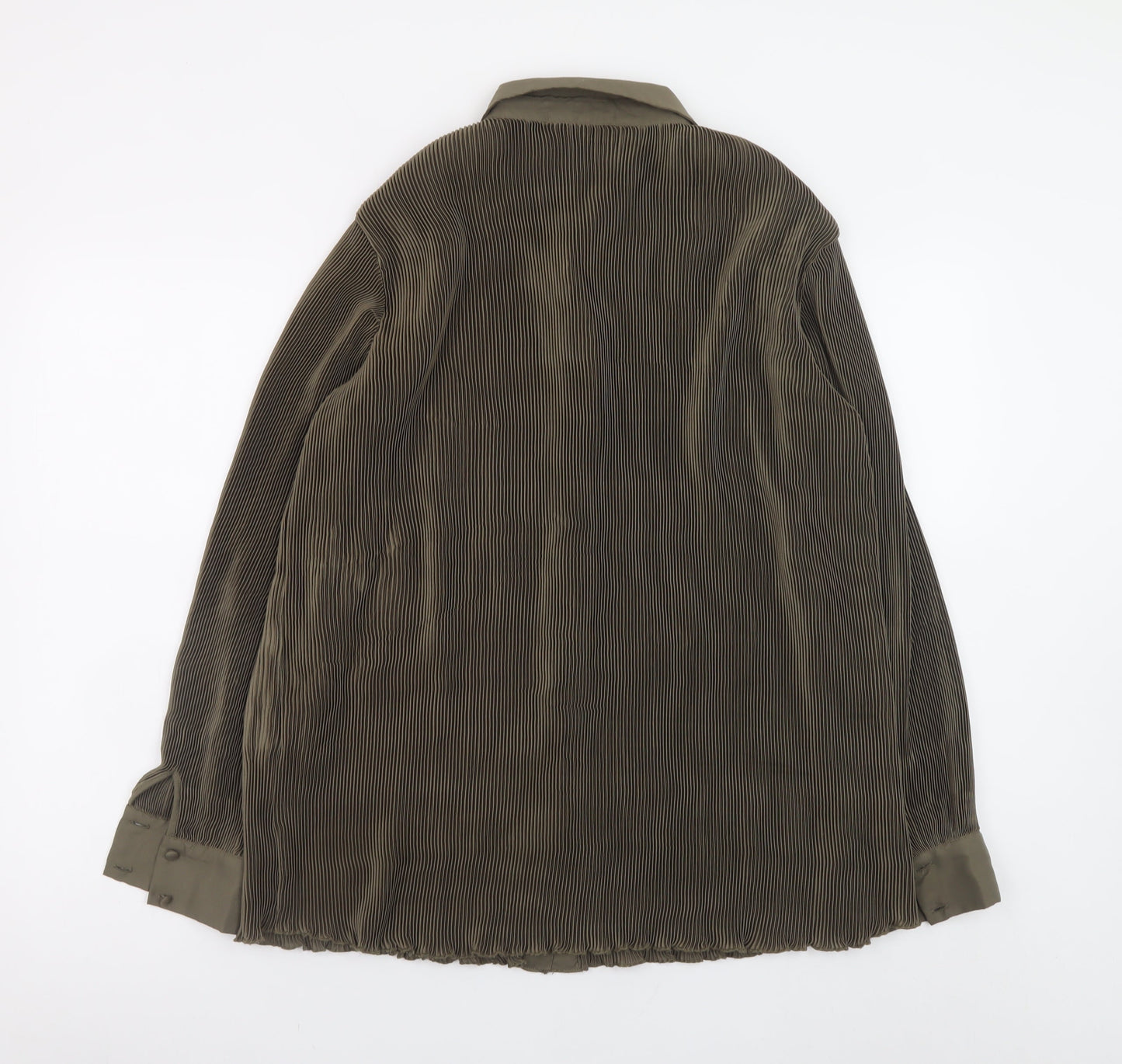 Vero Moda Women’s Green Pleated Button-Up Long Sleeve Shirt M