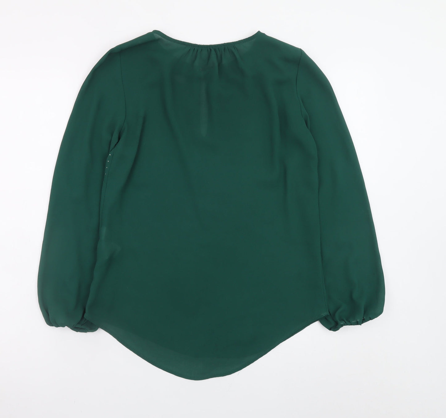 Zara Basic Women's Green Studded Long Sleeve Chiffon Blouse XS
