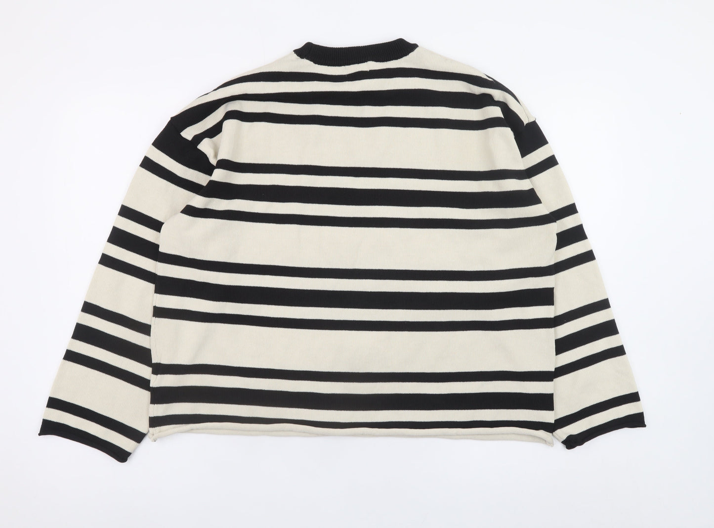 H&M Women's Black Striped Crew Neck Jumper Size 12