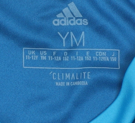 adidas Boys Blue Climalite Long Sleeve Sports T-Shirt 11-12 Years