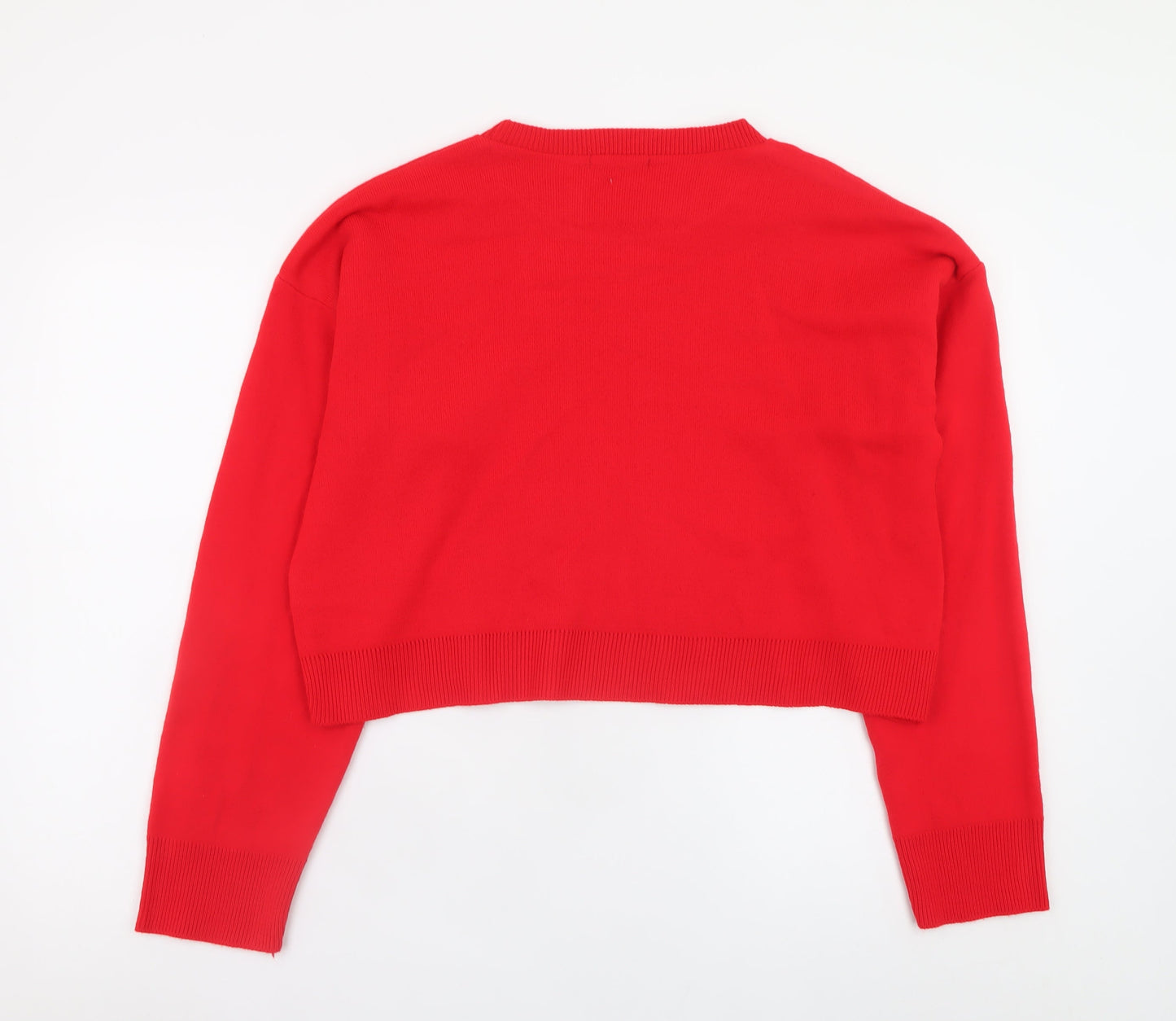 Boohoo Women Red Knit Pullover Jumper L Hot Girl Winter