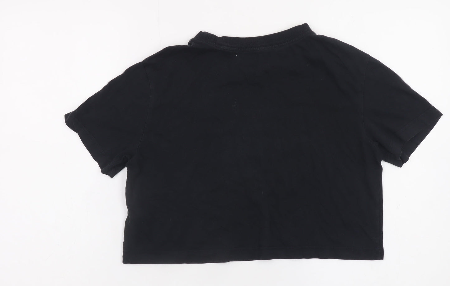 Nike Women Black Cropped T-Shirt XS Loose Fit Cotton
