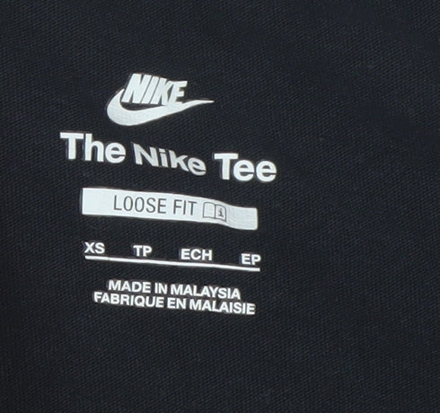 Nike Women Black Cropped T-Shirt XS Loose Fit Cotton