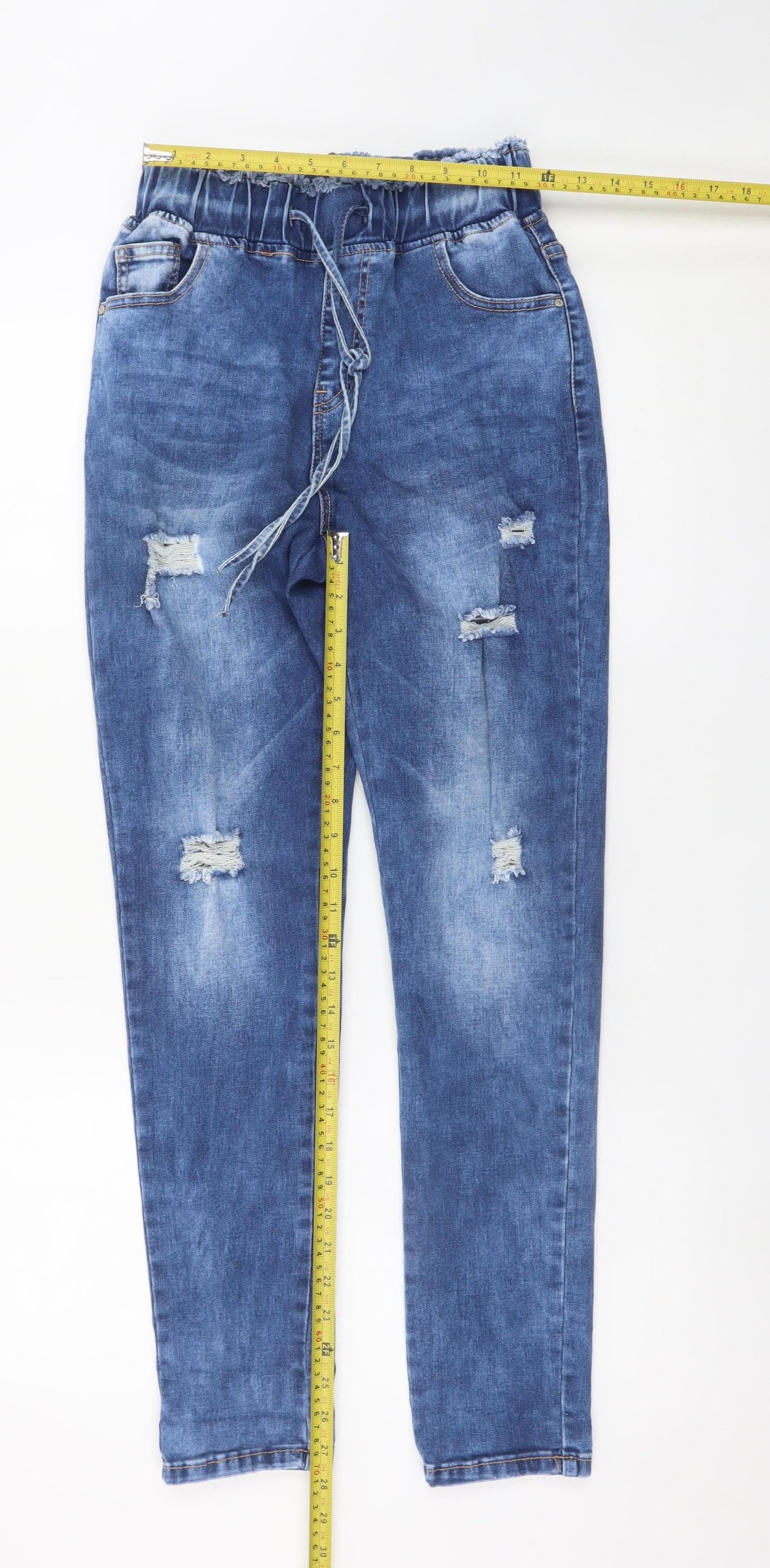 The Casual Company Girls Blue Ripped Boyfriend Jeans Size 12 Years