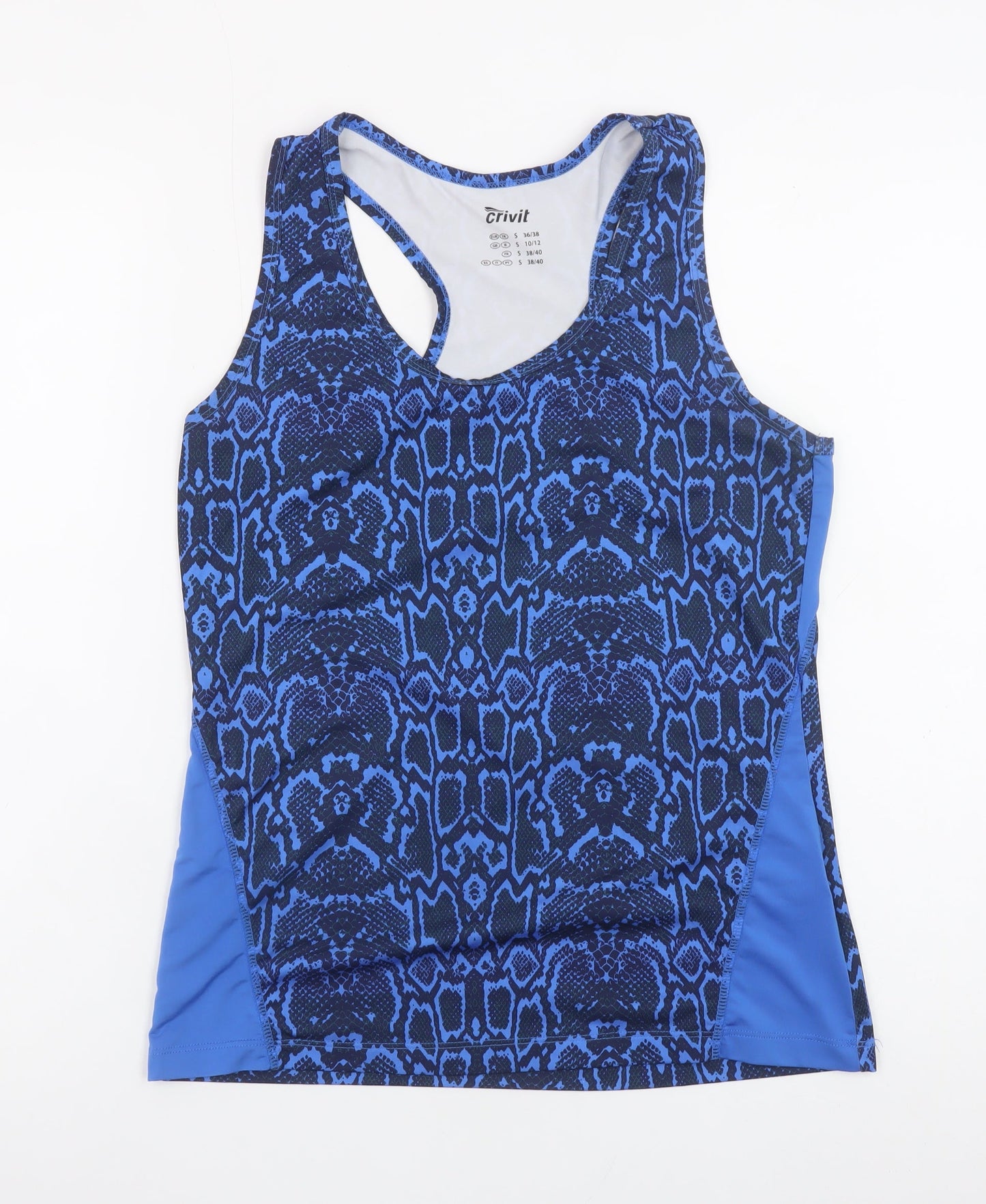 Crivit Women's Blue Snake Print Tank Top Size S 10/12 Polyester Blend