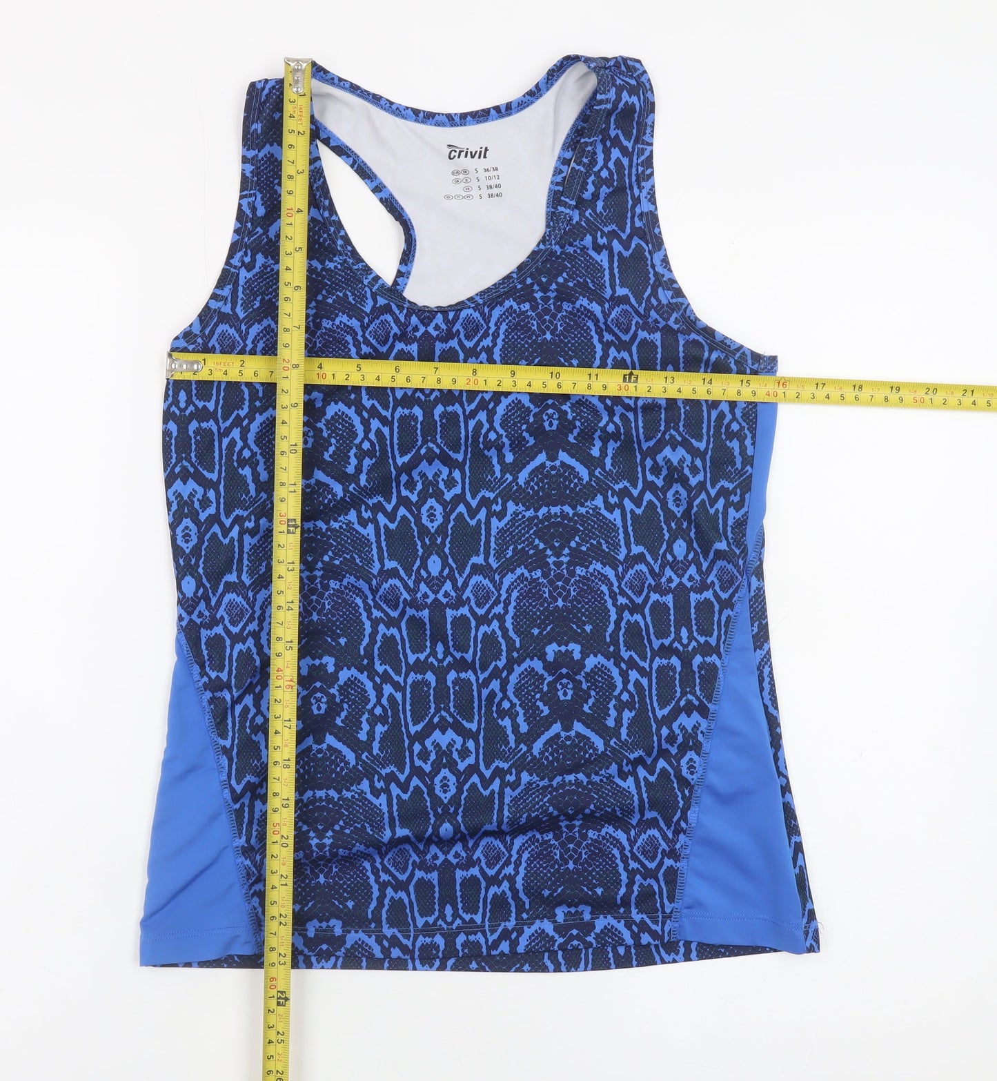 Crivit Women's Blue Snake Print Tank Top Size S 10/12 Polyester Blend