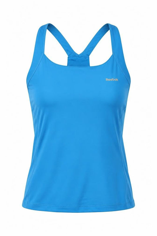 Reebok Womens Blue Racerback Tank Top L Sports Moisture Wicking