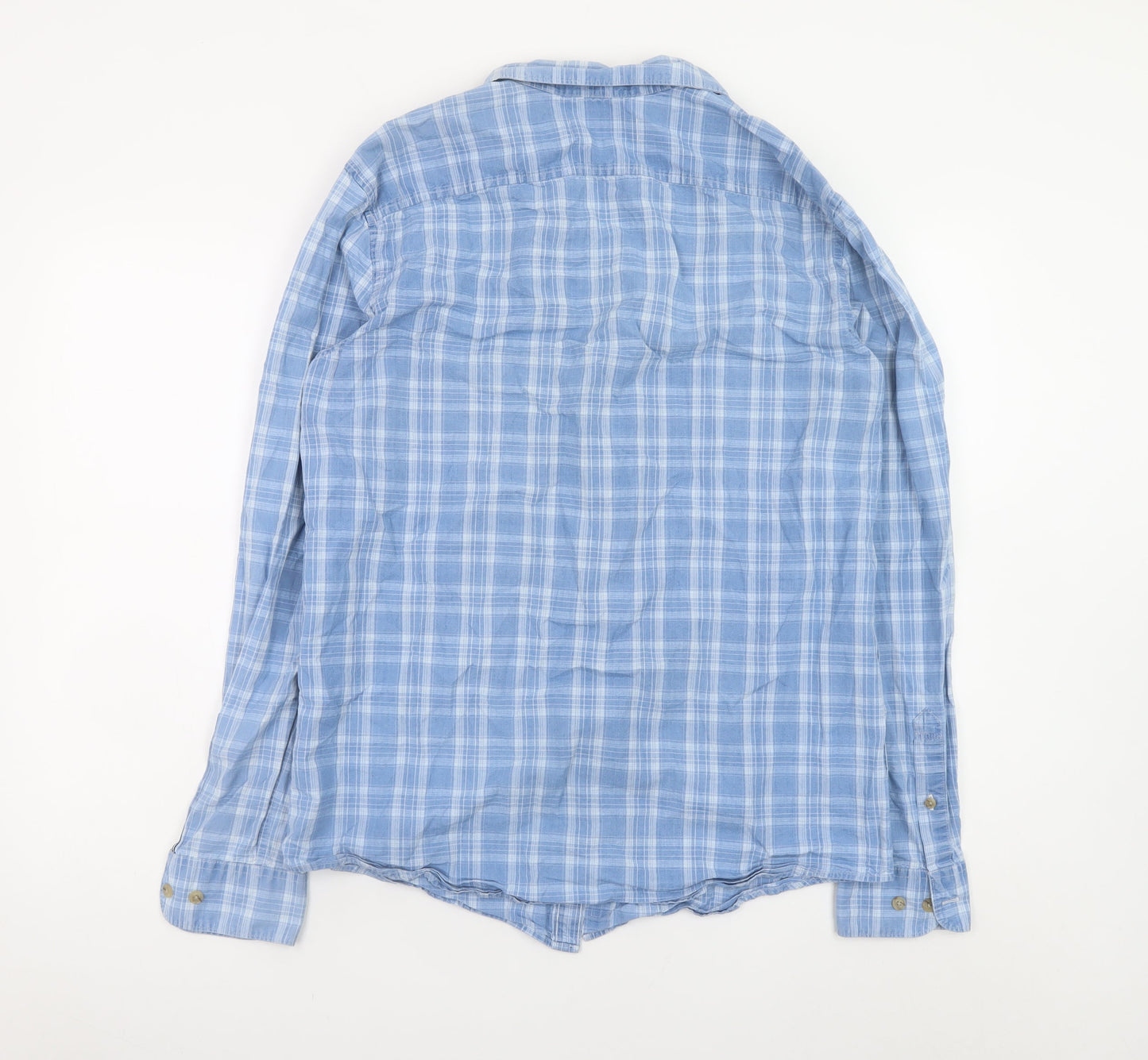 Original Penguin Men's Blue Check Cotton Long Sleeve Button-Up Shirt M