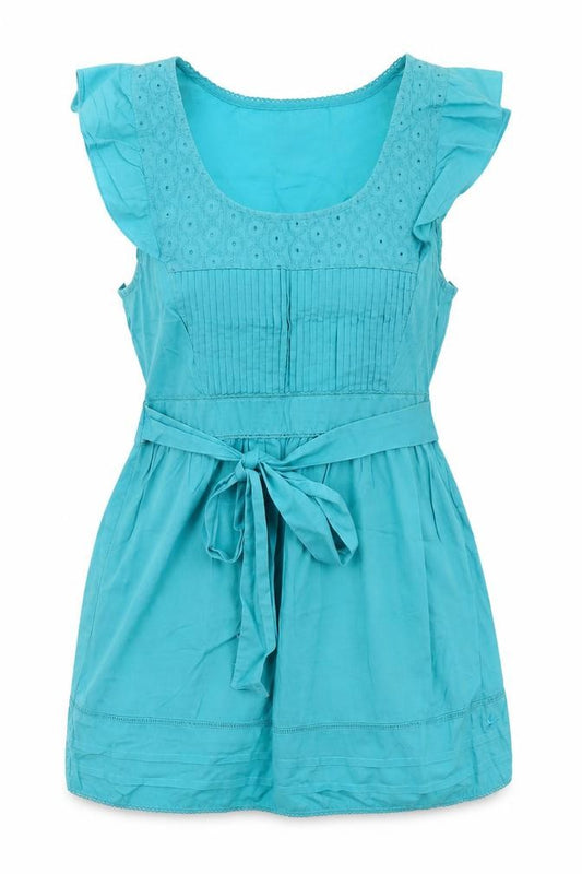 Mantaray Women's Blue Cotton Fit & Flare Summer Dress Size 8
