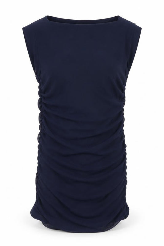 Mexx Women Blue XS Bodycon Ruched Sleeveless Jersey Dress