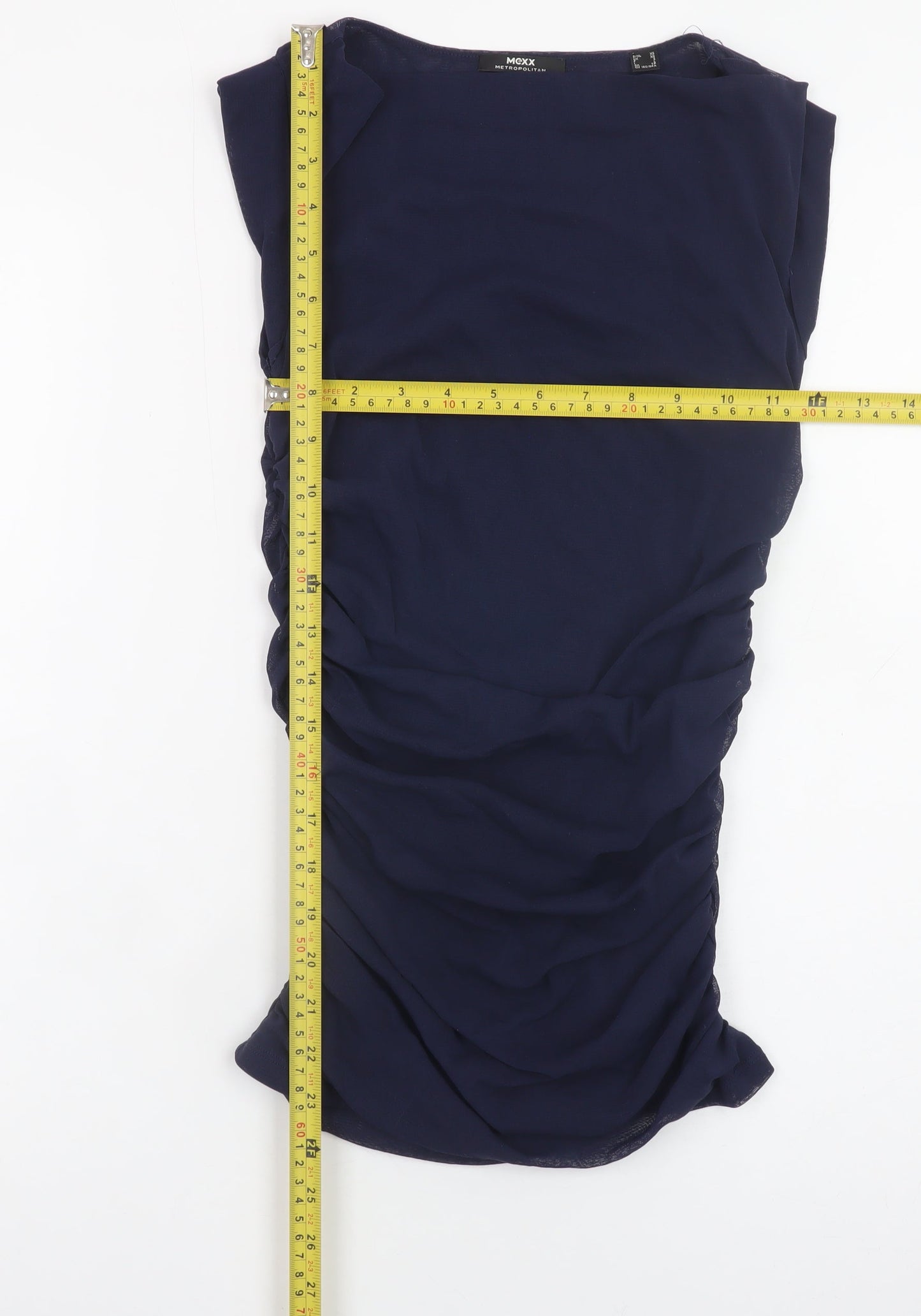 Mexx Women Blue XS Bodycon Ruched Sleeveless Jersey Dress