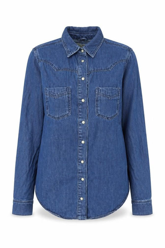 Topshop Women’s Blue Denim Long Sleeve Button-Up Shirt Size 6
