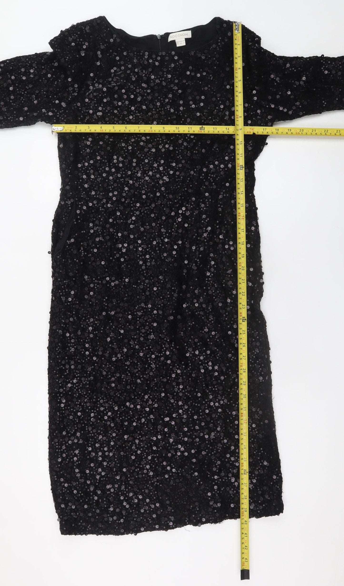NOOSNOW Women's Black Sequin Sheath Knee Length Party Dress Size 16