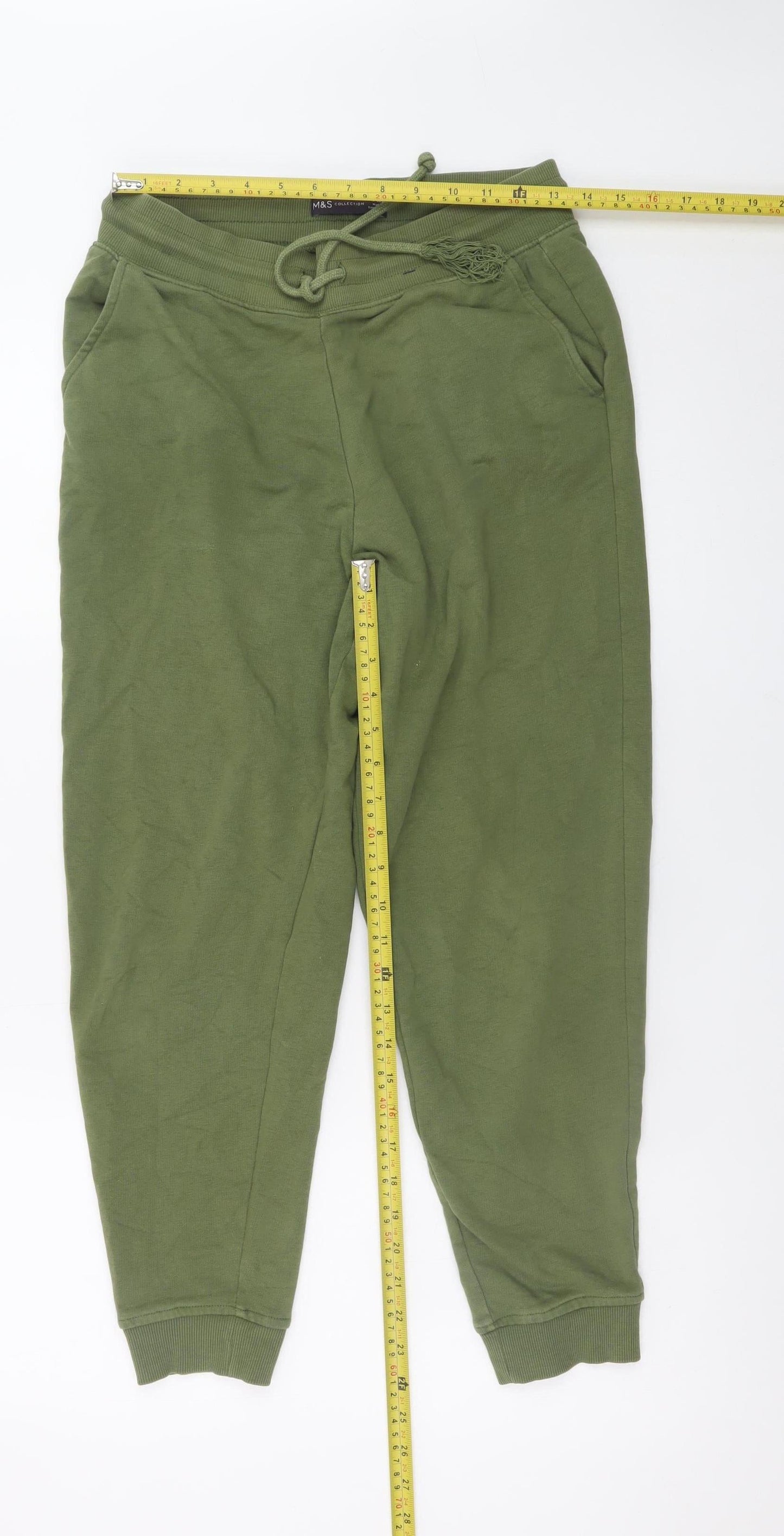 Marks and Spencer Men's Green Jogger Trousers Size M