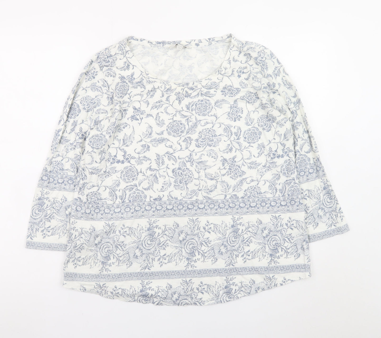 Lucky Brand Women Blue Floral Cotton Tunic Blouse XL