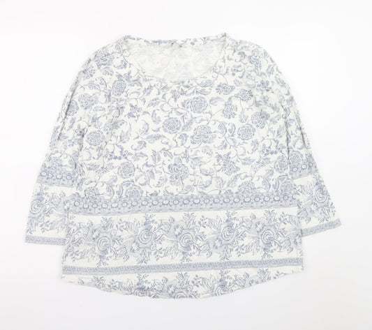 Lucky Brand Women Blue Floral Cotton Tunic Blouse XL