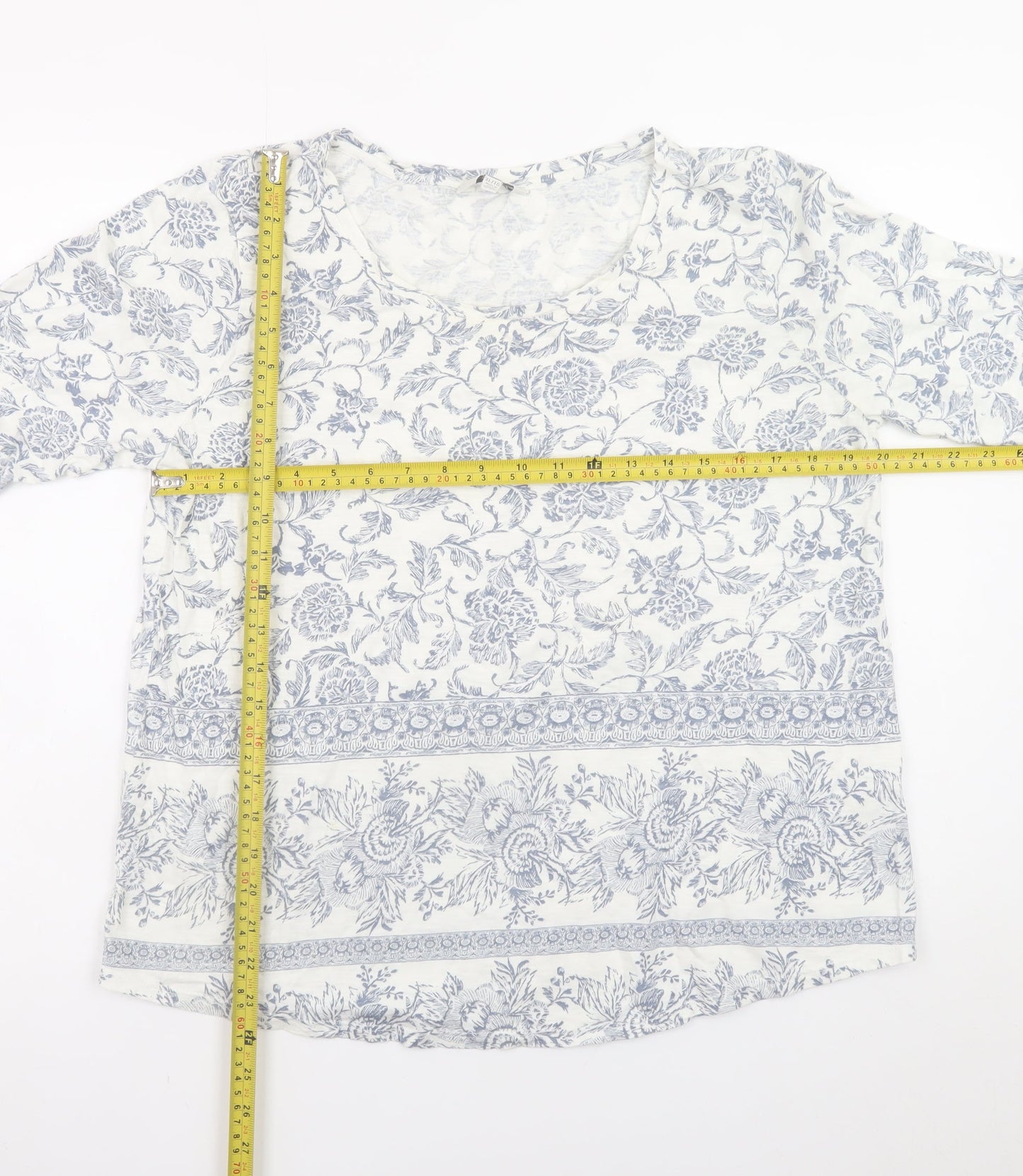 Lucky Brand Women Blue Floral Cotton Tunic Blouse XL