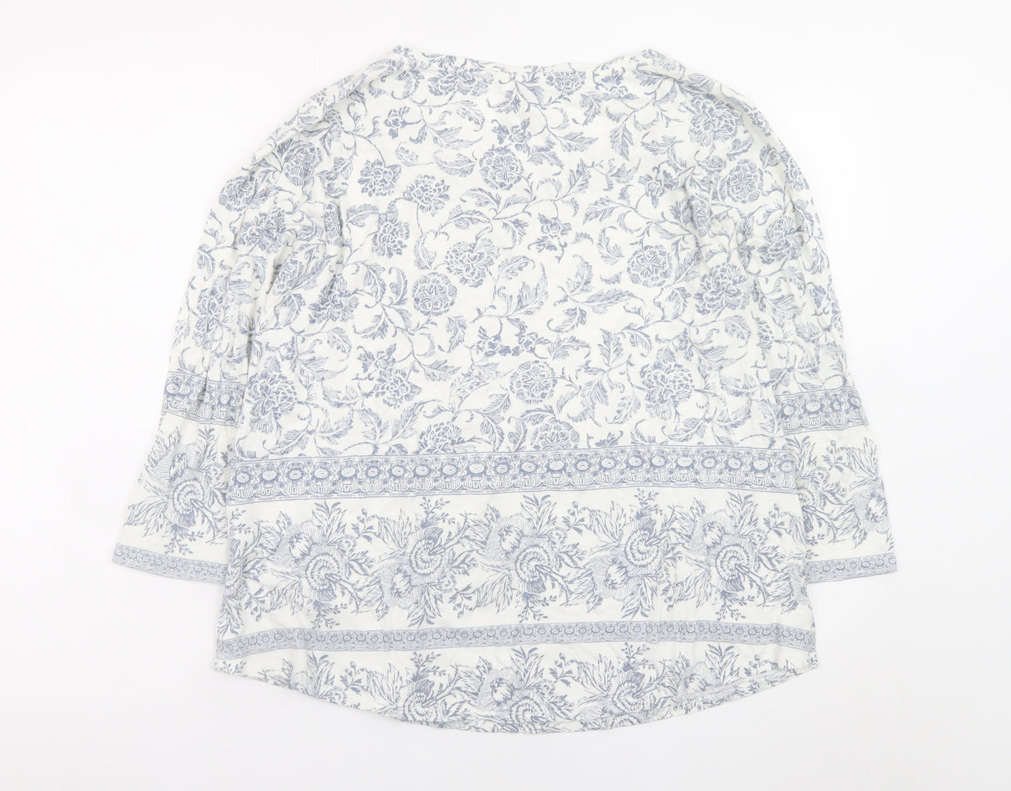Lucky Brand Women Blue Floral Cotton Tunic Blouse XL