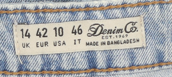 Denim Co. Women's Blue A-Line Button Denim Skirt Size 14