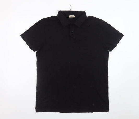 M.I.D.A. Men’s Black Cotton Polo Shirt Size L Casual Classic