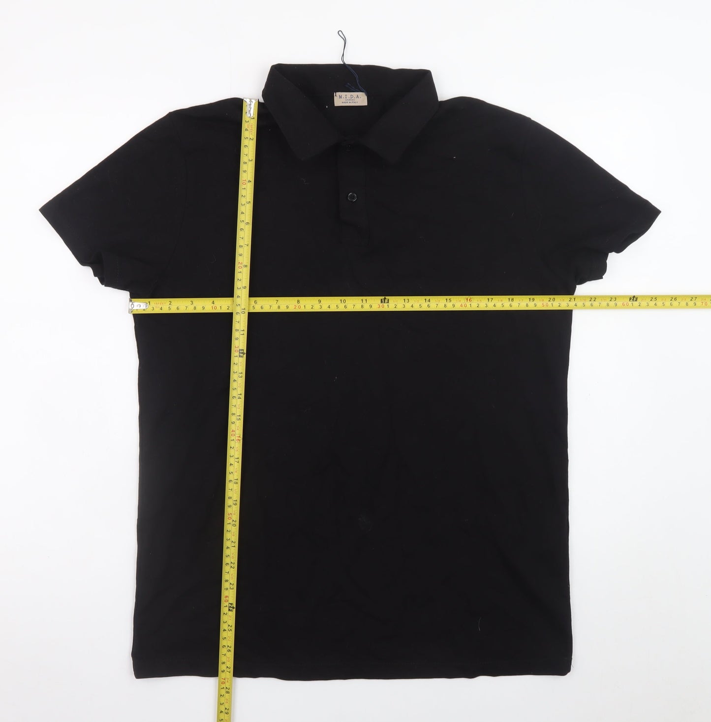 M.I.D.A. Men’s Black Cotton Polo Shirt Size L Casual Classic