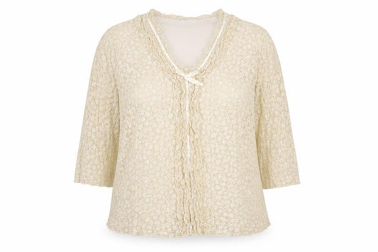 Ayalon Collection Women's Beige Lace Tunic Blouse Size 16