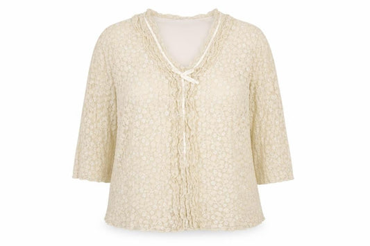 Ayalon Collection Women's Beige Lace Tunic Blouse Size 16