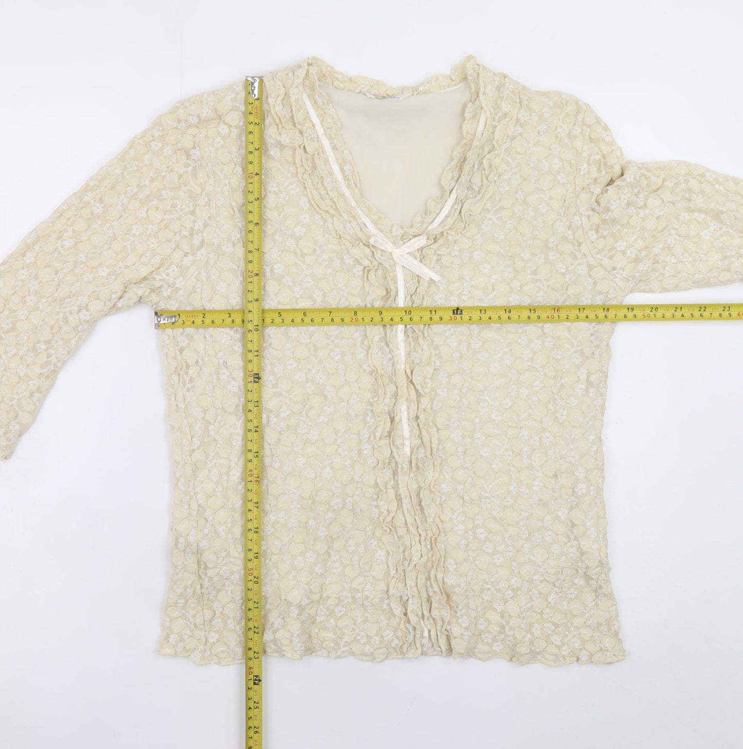 Ayalon Collection Women's Beige Lace Tunic Blouse Size 16
