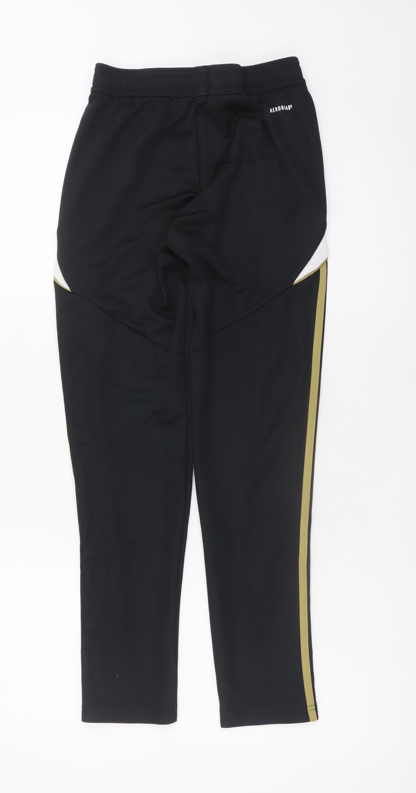 Adidas Teens Black Jogger Trousers 12 Plus with Gold Stripes