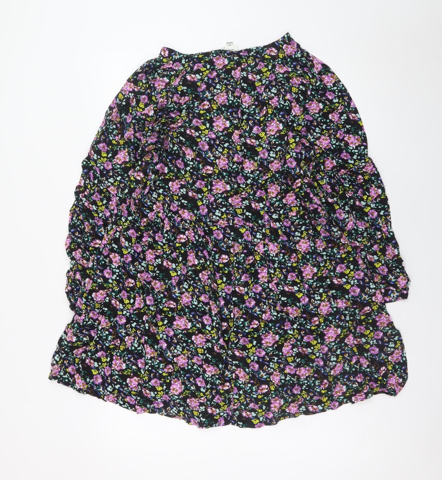 Jacqueline de Yong Womens Black Floral Viscose Mini Dress Size 14