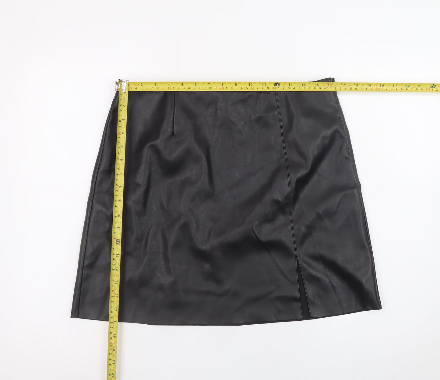Noisy May Women's Black Faux Leather Short Pencil Skirt L