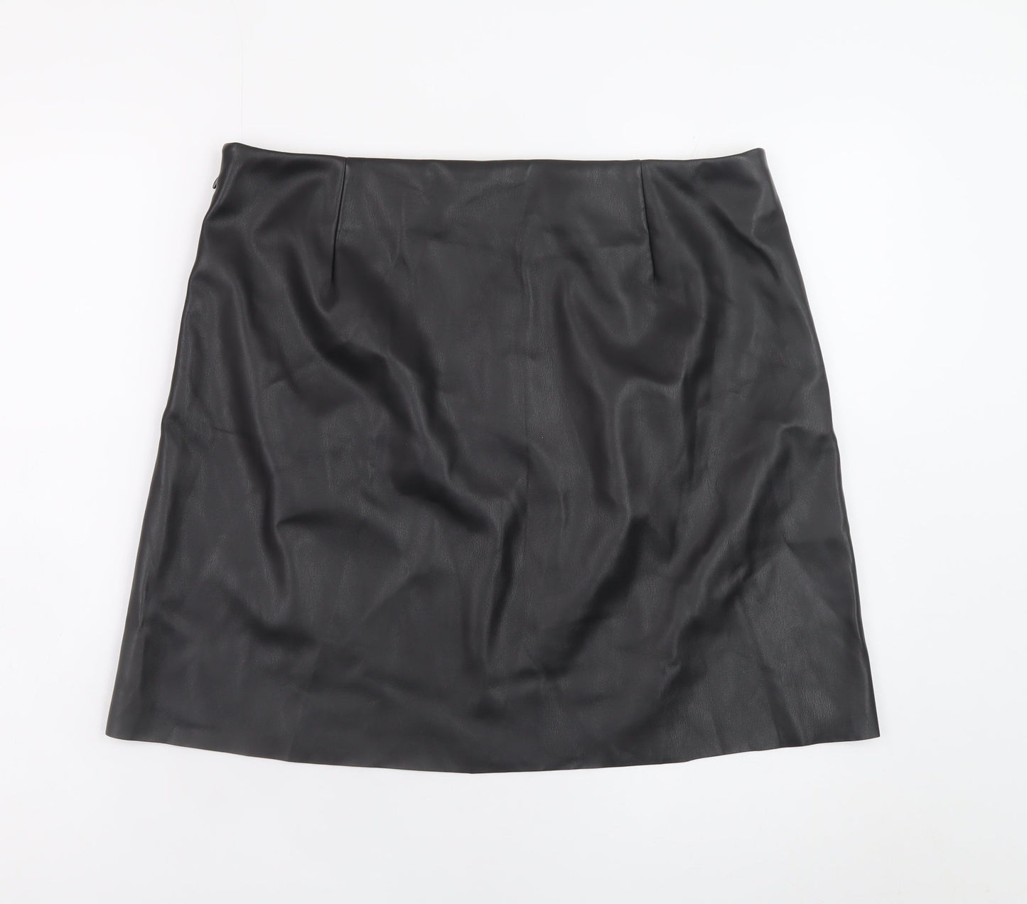 Noisy May Women's Black Faux Leather Short Pencil Skirt L