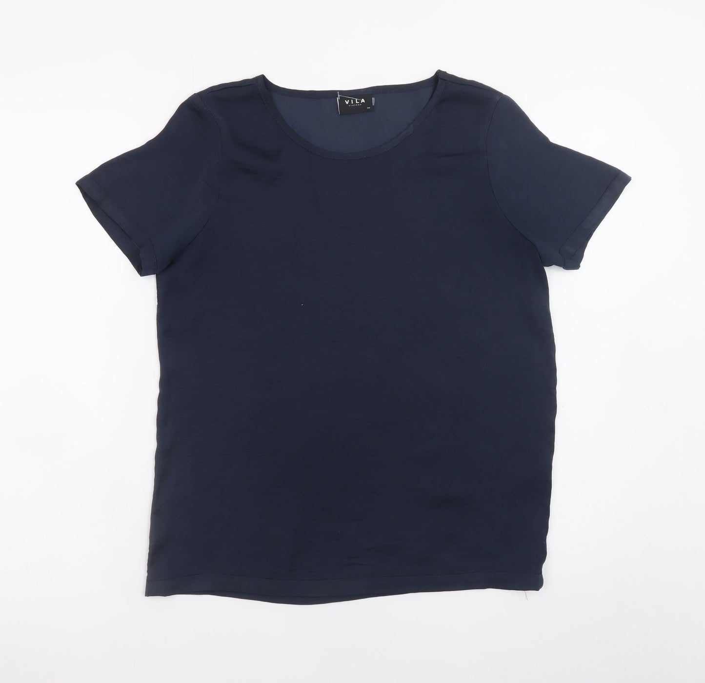 Vila Women's Blue Basic Short Sleeve Polyester T-Shirt XS