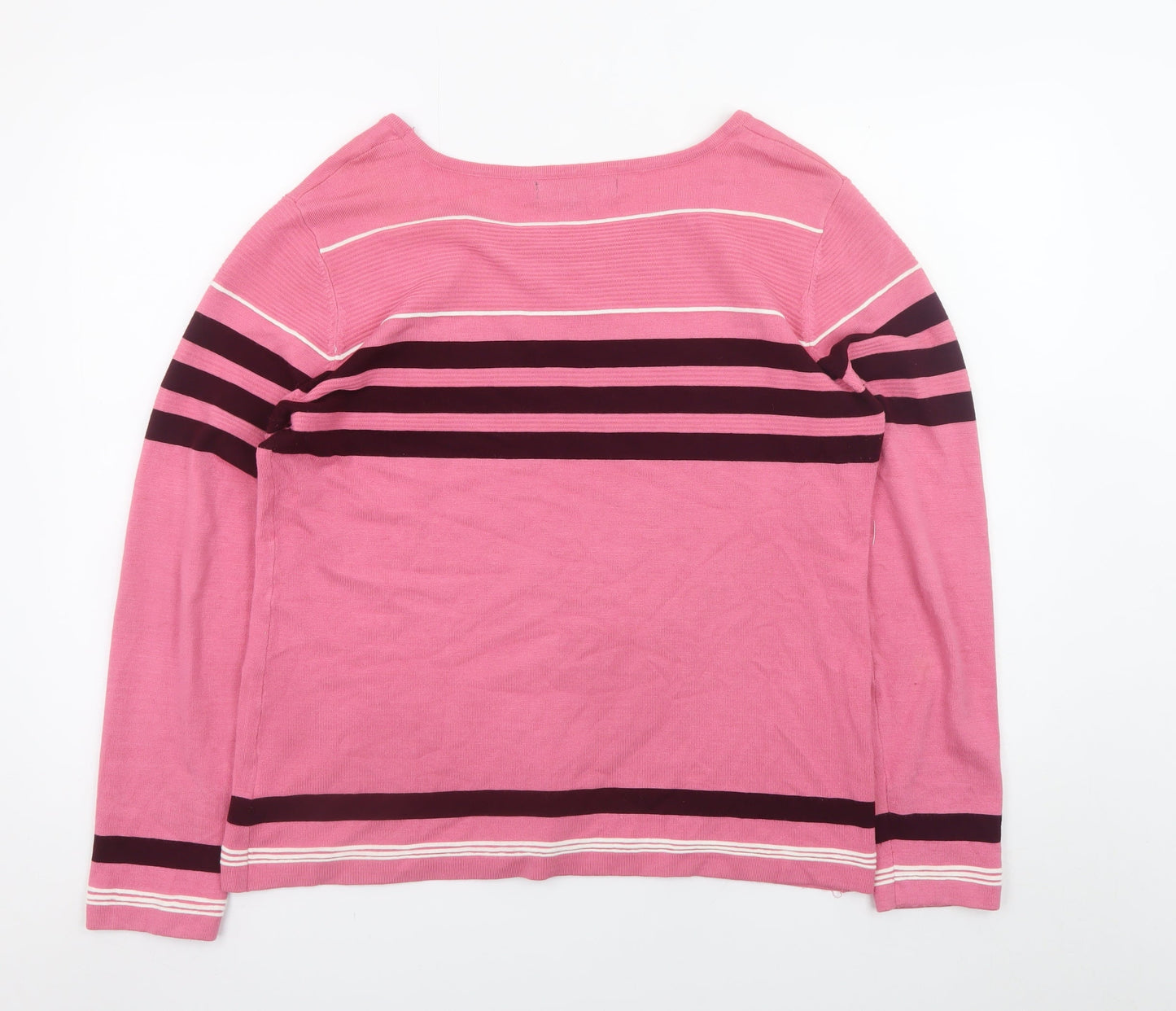 Jessica Graaf Women's Pink Striped Pullover Jumper Size L