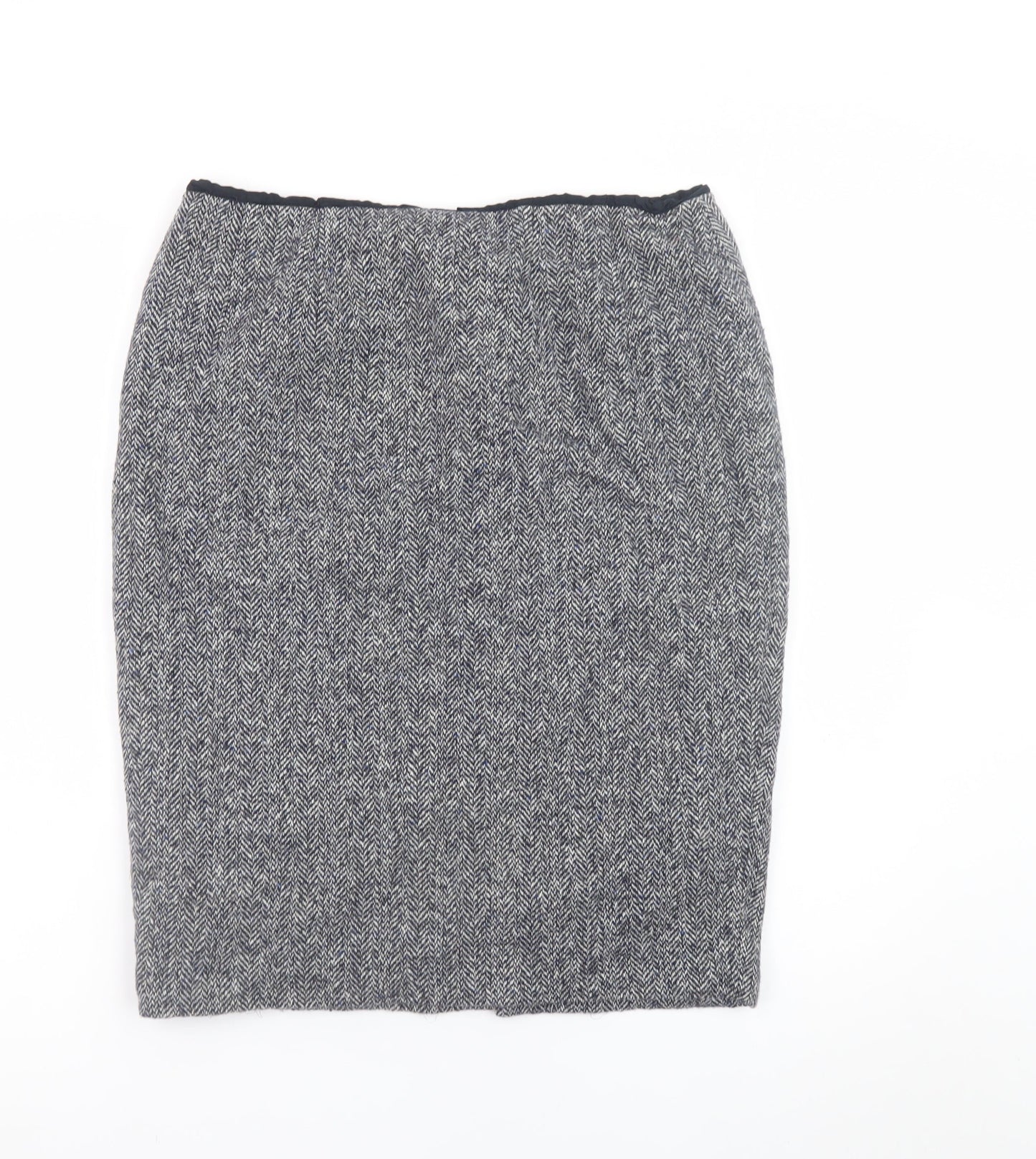 Aquascutum Womens Grey Wool Silk Straight Pencil Skirt UK 16