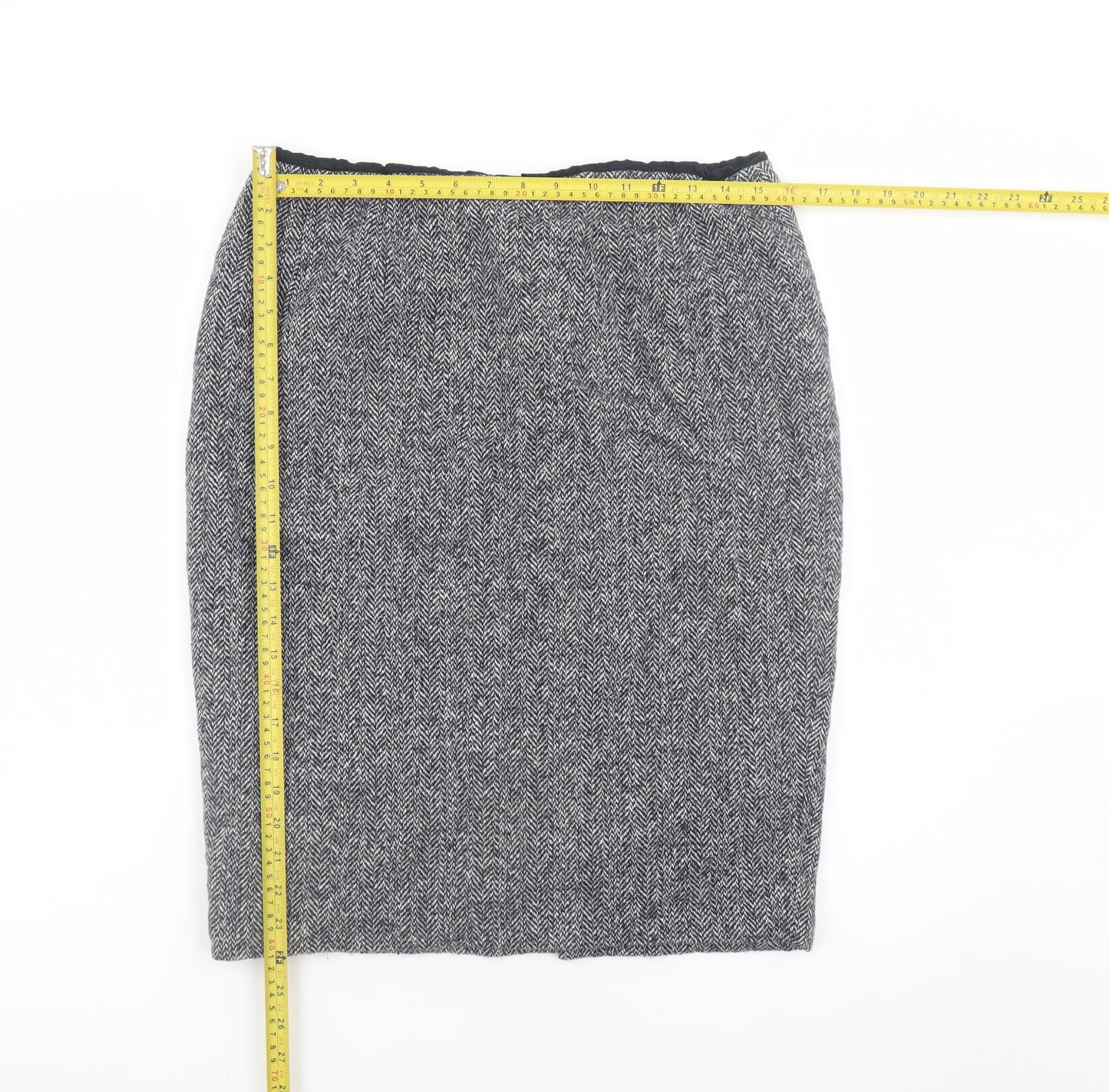 Aquascutum Womens Grey Wool Silk Straight Pencil Skirt UK 16