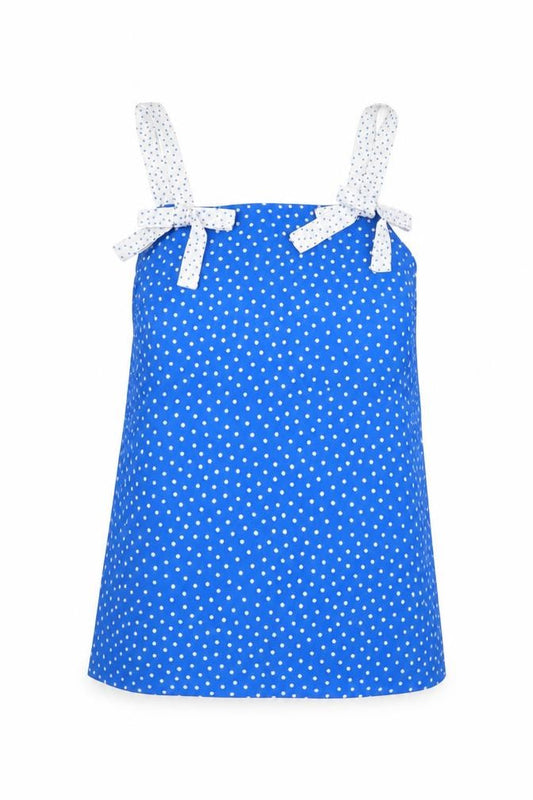Savida Women's Blue Polka Dot Bow Strap Camisole Top Size S