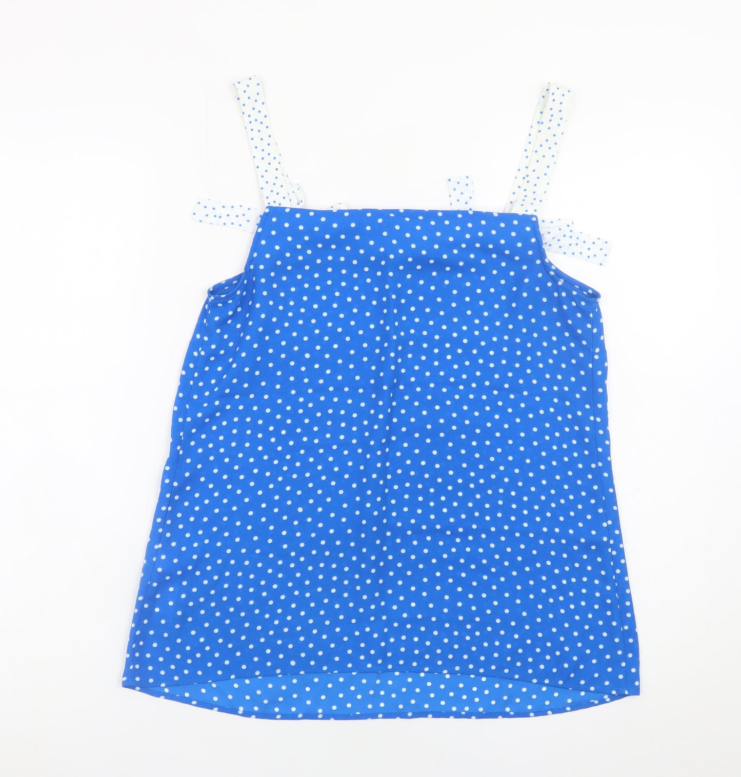 Savida Women's Blue Polka Dot Bow Strap Camisole Top Size S