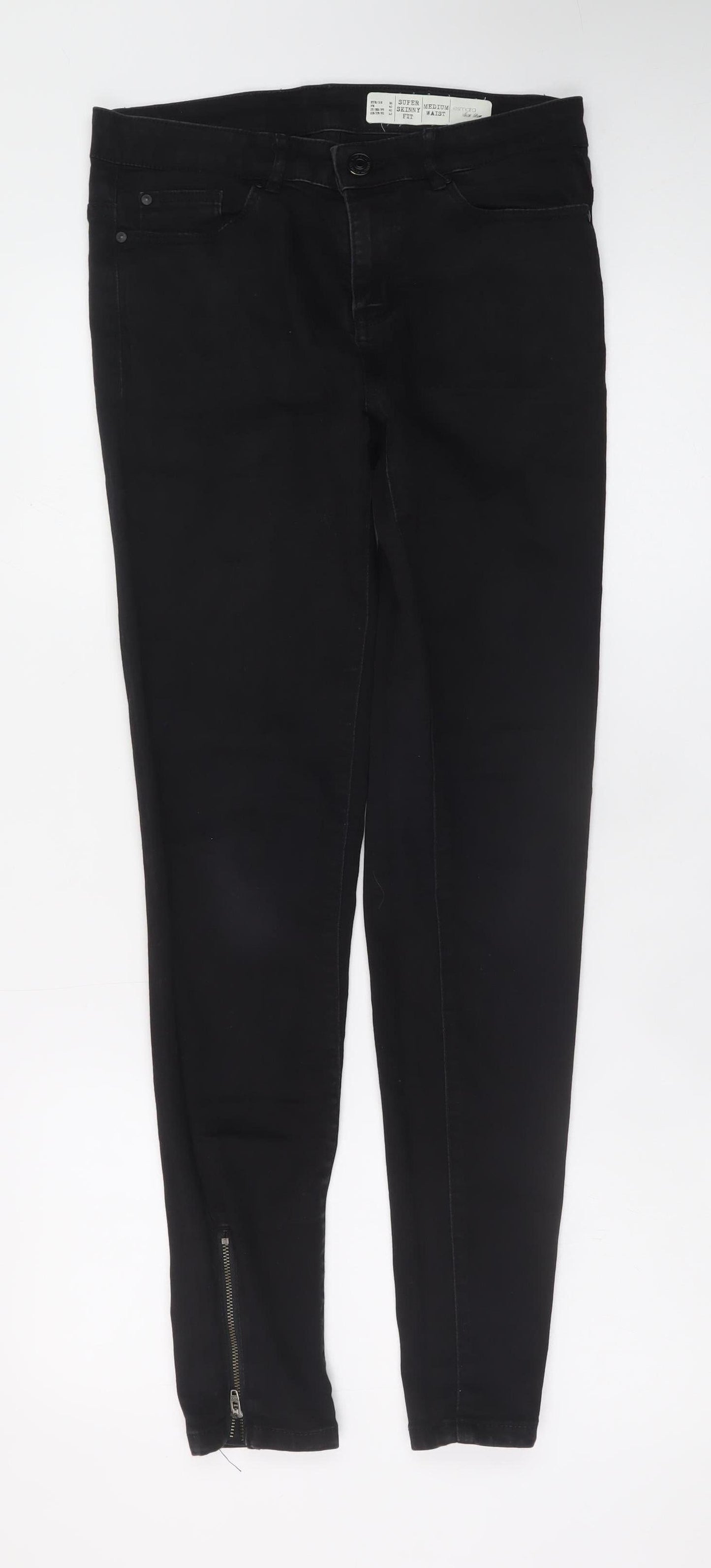 Esmara Women’s Black Super Skinny Jeans Size 12 Mid Rise Ankle Zip