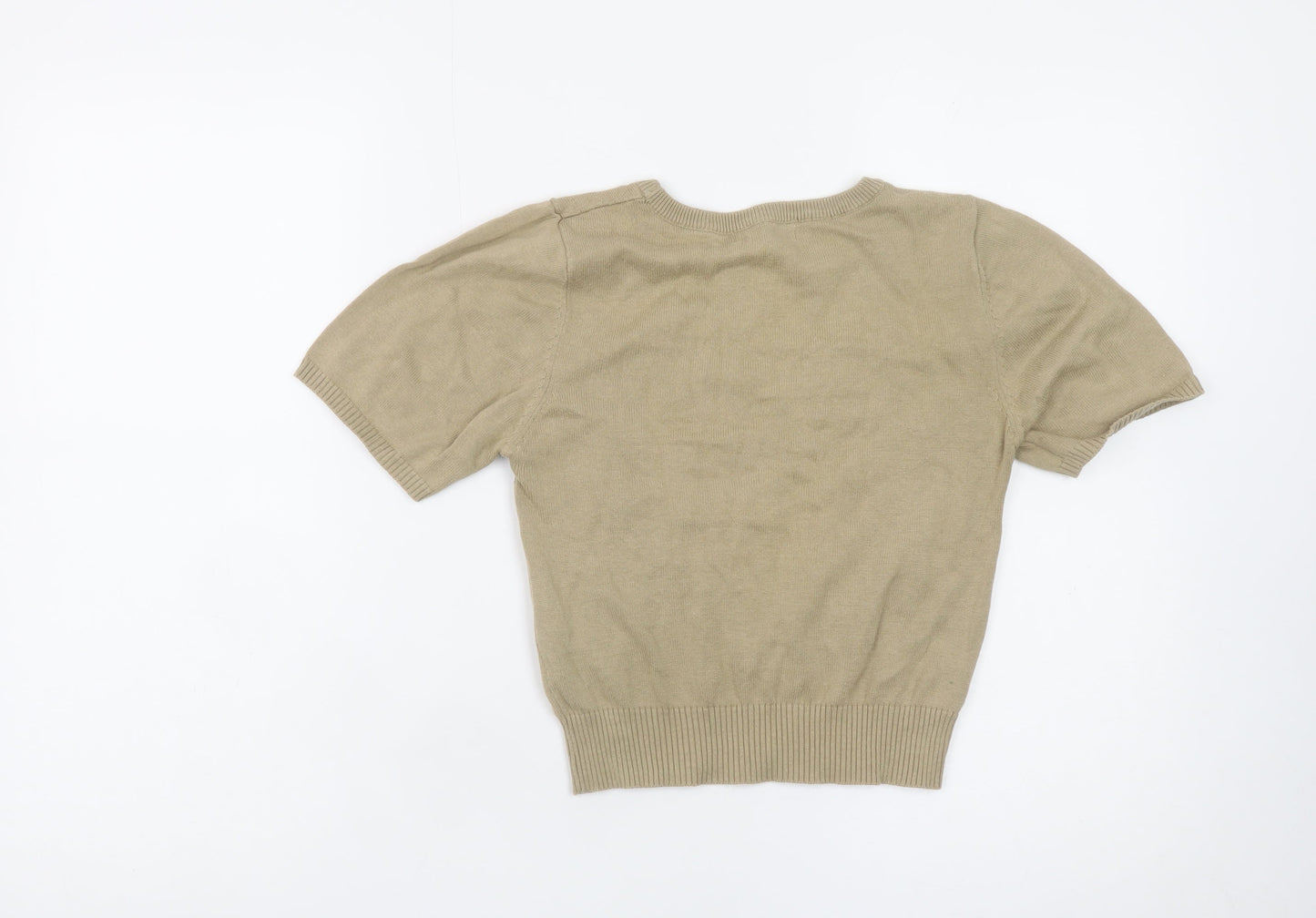 STR Women’s Beige Argyle Short Sleeve Knit Pullover Jumper Size 12