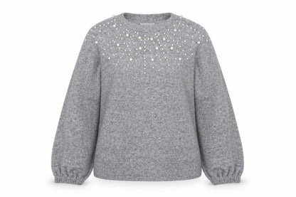Savida Women's Grey Beaded Pullover Jumper Size 12